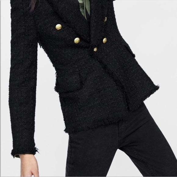 Zara Tweed Blazer with Gold Crest Buttons - Picture 4 of 15